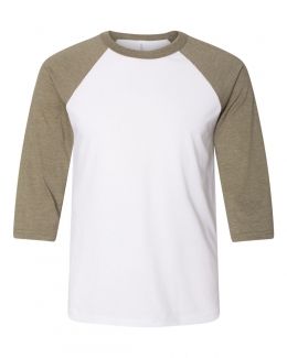 BELLA + CANVAS-Unisex Three-Quarter Sleeve Baseball Tee-3200